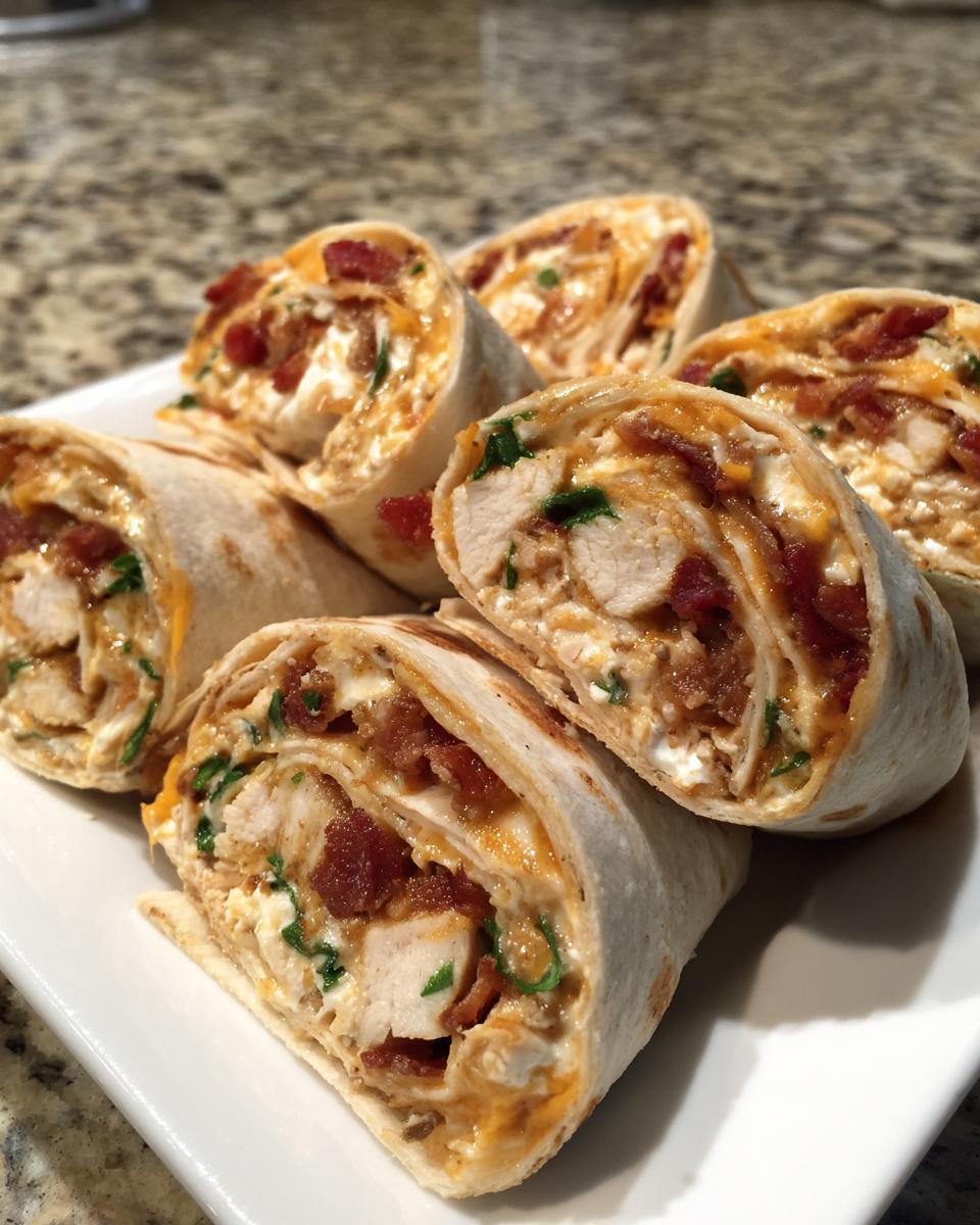 A plate of sliced Crack Chicken Pinwheels filled with chicken, bacon, cheese, and cream cheese.