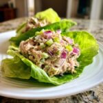 Close-up of creamy tuna salad served in crisp lettuce cups, a perfect example of Keto Tuna Recipes.