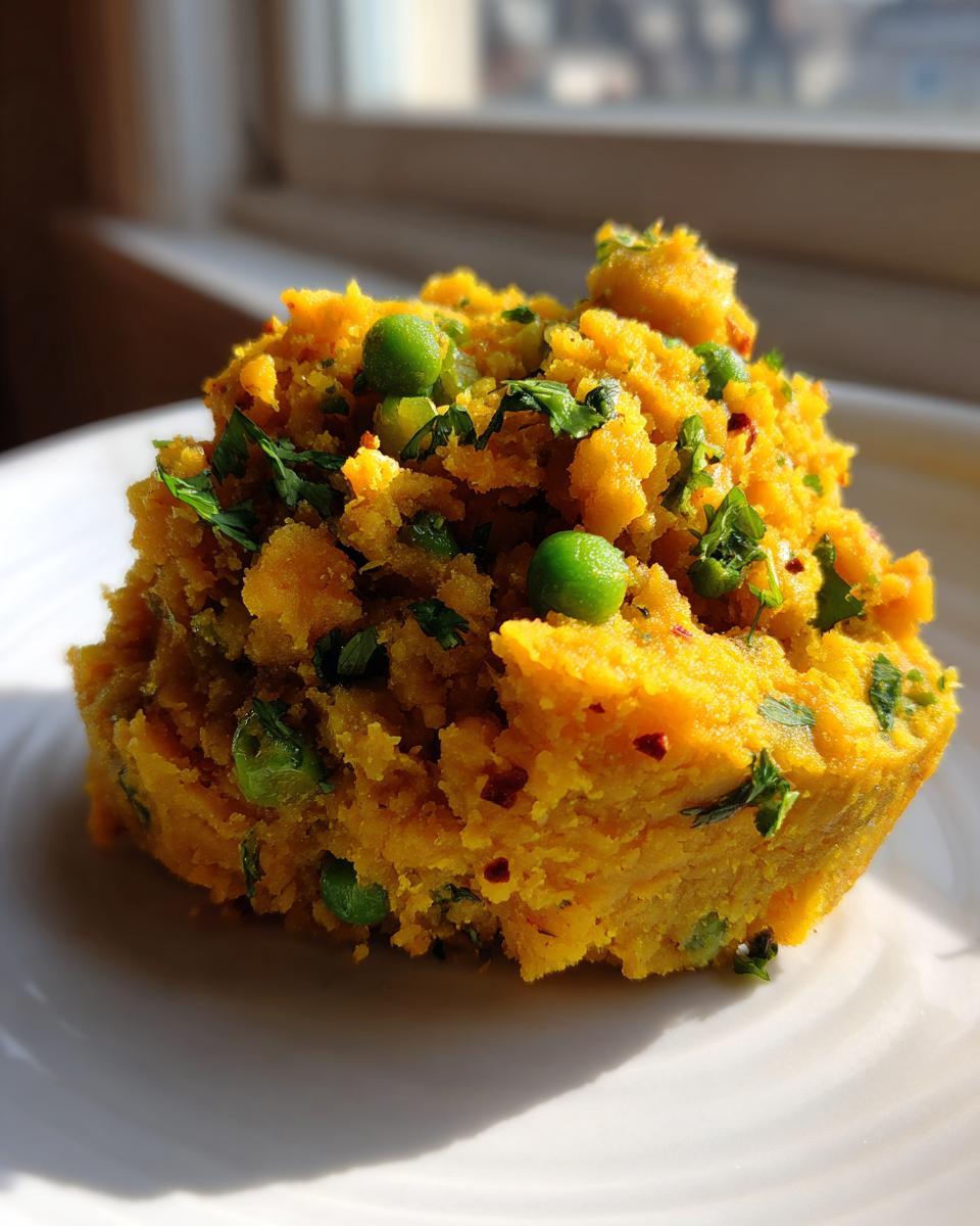 Close-up of a bright yellow, spiced potato and pea mixture, a perfect Samosa Filling Idea.