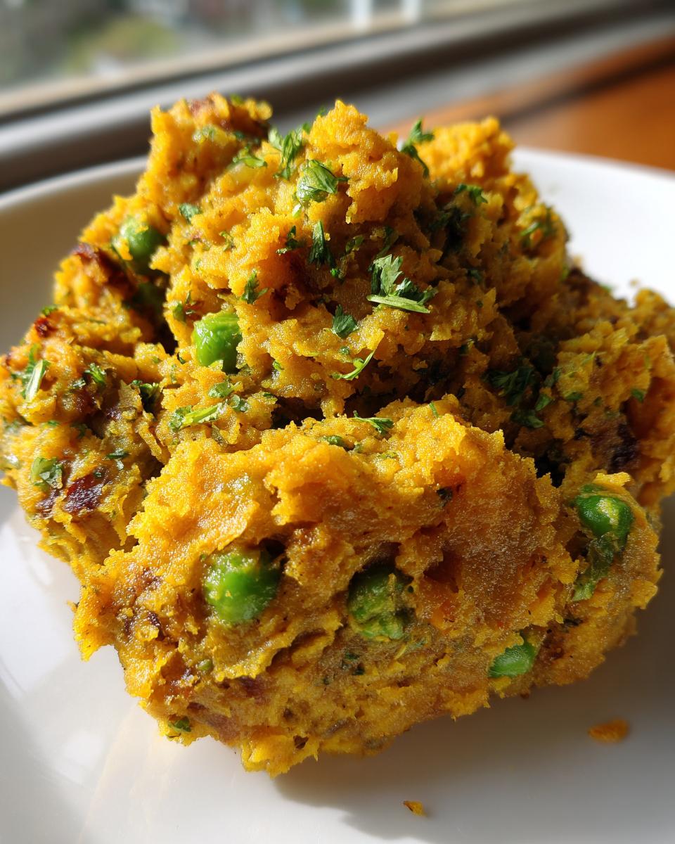 A close-up of bright yellow, spiced potato and pea mixture, a classic Samosa Filling Idea, garnished with fresh cilantro.