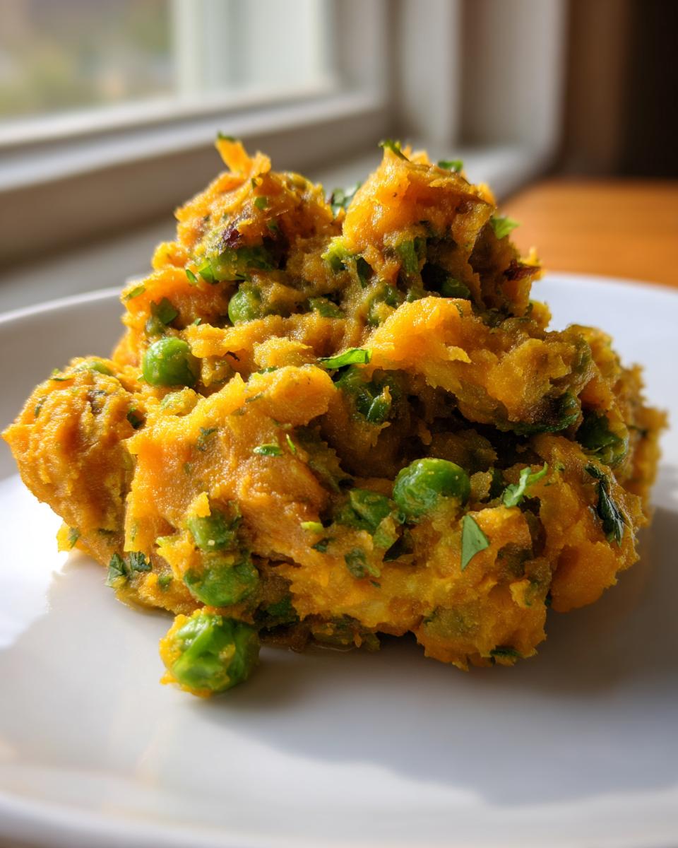 Close-up of spiced mashed potato and green pea mixture, a popular Samosa Filling Idea.