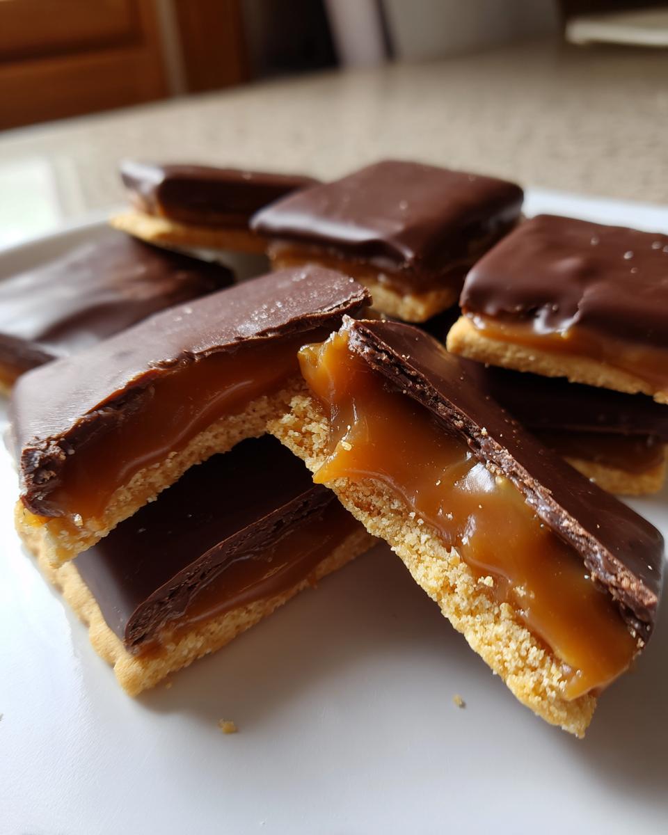 Close-up of Caramel Ritz Cracker Christmas Cookies showing the layers of chocolate, gooey caramel, and cracker base.