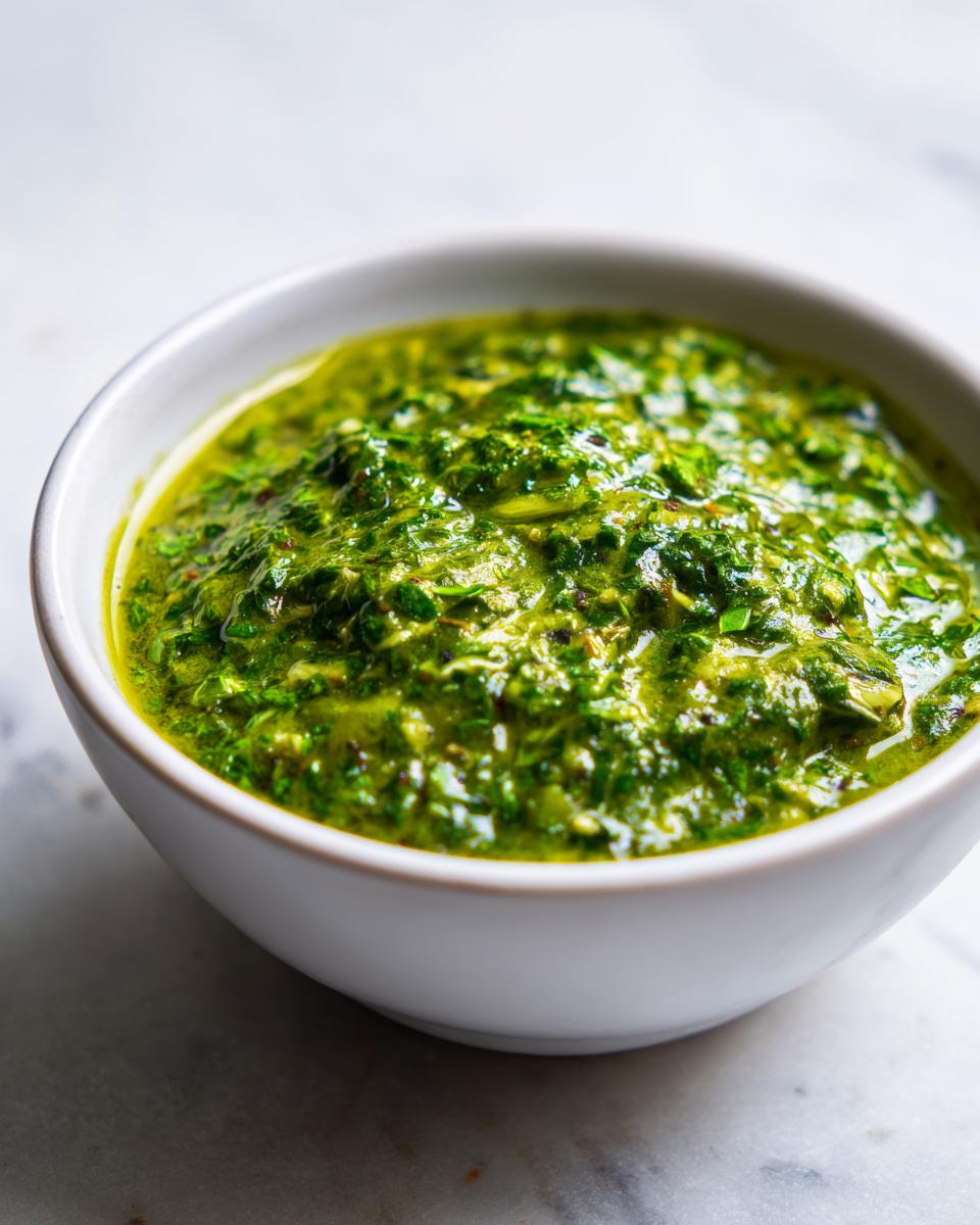 Close-up of vibrant green Witch Brew Salsa Verde Cream Dip texture in a small white bowl.