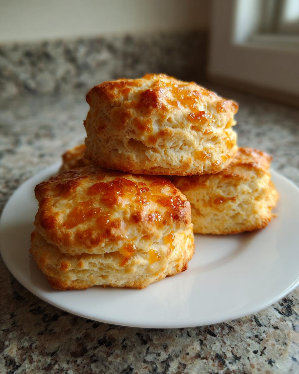 A stack of three freshly baked Ginger Scones, topped with a shiny orange glaze, resting on a white plate.