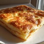 Close-up of a perfectly cooked, square Msemen Moroccan Pancake showing its flaky, golden-brown layers.