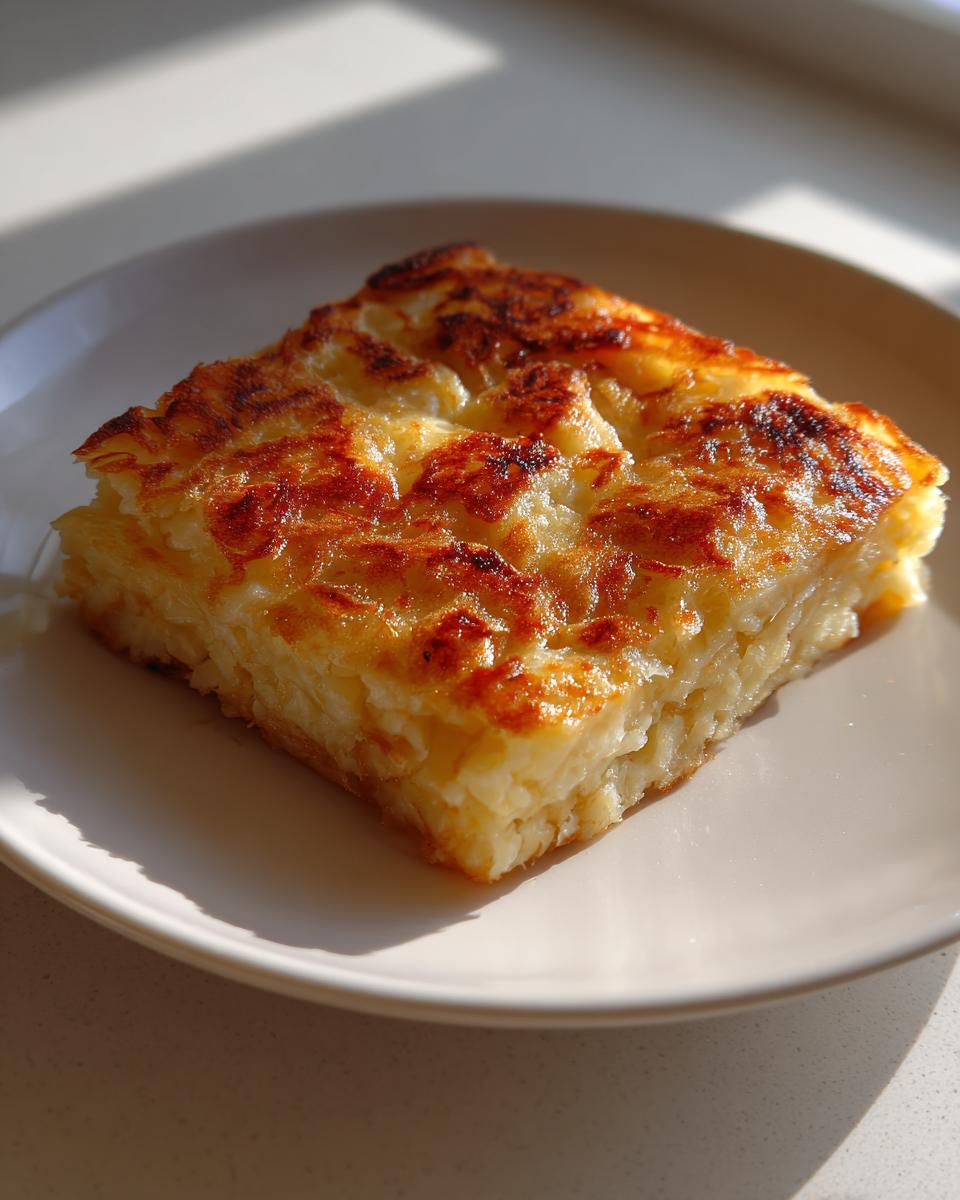 A square slice of layered, golden-brown Msemen Moroccan Pancake resting on a light-colored plate.